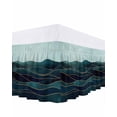 thumbnail image 1 of Abstract Waves Bed Skirt King Size 16" Drop Geometric Gold Line Mountain Sky Ruffled Wrap Around Bed Skirts Adjustable Elastic Bedskirt Dust Ruffle for King Size Bed, 1 of 7