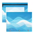 thumbnail image 1 of Abstract Waves Blue 3-Ring Binder Pouches A4 Size Zipper Pocket File Storage 2 Packs, 1 of 6