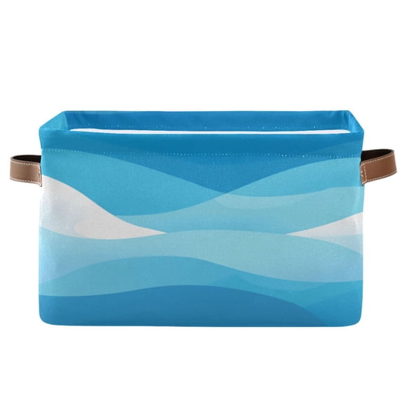 Abstract Waves Blue Square Storage Bins with Handles Collapsible Containing Box 1 Pack