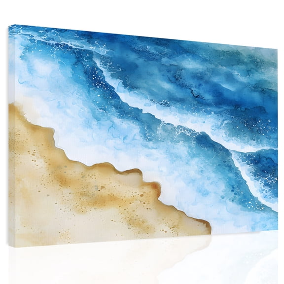 Abstract Waves Canvas Print Wall Art, Beach Ocean Spray Watercolor Surrealism Wall Decor Modern Artwork Paintings Pictures for Living Room Framed and Stretched Ready to Hang, 20" x 24"