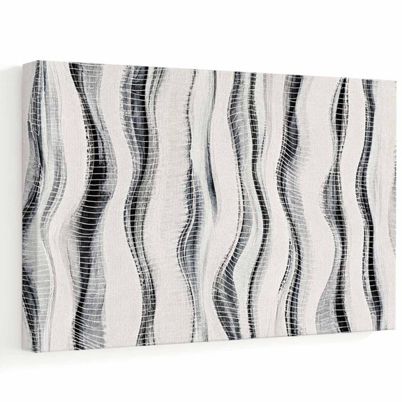 Abstract Waves Canvas Wall Art, Modern Vertical Gray Wave Striped Lines Minimalist Wall Art Prints Artwork Framed Canvas Ready to Hang Art Pictures for Bathroom Bedroom Entry Desk Corner 10" x 8"
