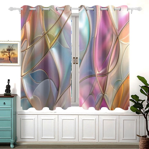 Abstract Waves Curves 5455 Inch Black Out Curtains 2 Packs Aesthetic for Bedroom Living Room Sliding Glass Doors Kitchen Windows