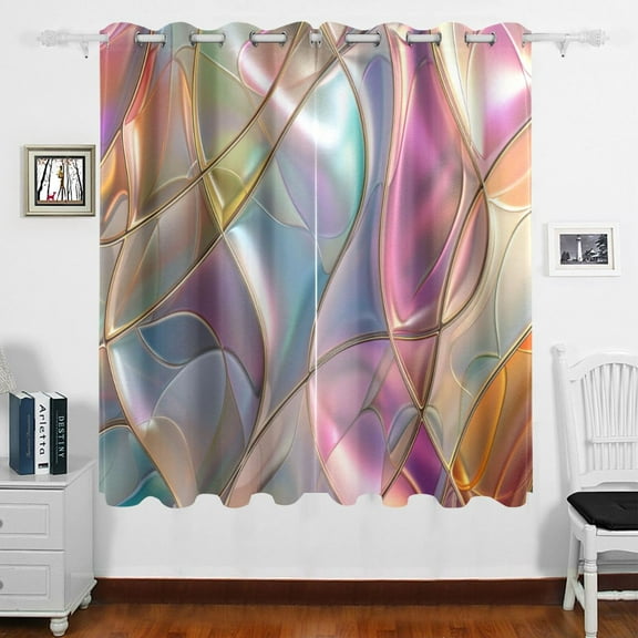 Abstract Waves Curves Curtains Black Out 63 Inch Length Curtains for Sliding Glass Doors Bedroom Living Room 2 Panels Set