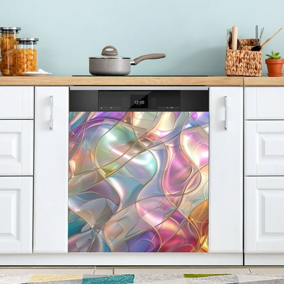 Abstract Waves Curves Dishwasher Magnetic Covers Magnet Sticker Kitchen Decor Dishwasher Refrigerator Front Door Covers Decorative Magnetic 23" x 26"