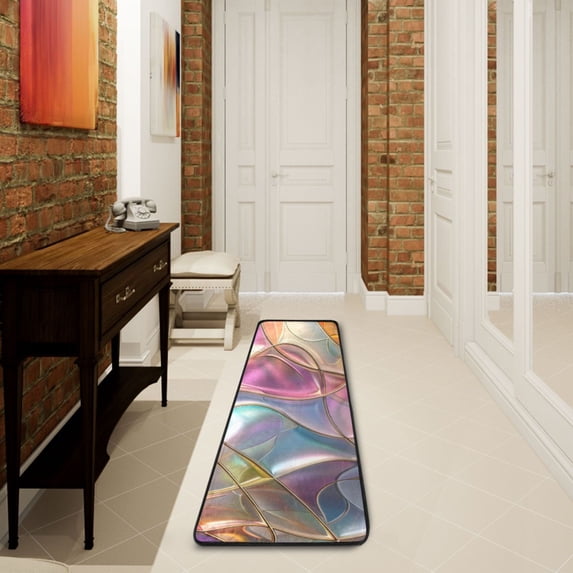 Abstract Waves Curves Runner Rug Ares Rug Non-Slip Laundry Rug 72×24 inch Soft Washable for Bedroom Bathroom Kitchen Living Room