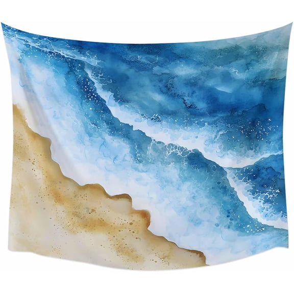 Abstract Waves Ocean Tapestry Watercolor Wall Hanging for Bedroom Living Room Dorm Backdrop Home Decor 90 x 60 Inch