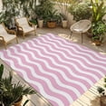 Abstract Waves Outdoor Rug, Stripes Pink Water Ripple Non-Slip Area ...