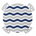 Abstract Waves Round Table Cover, Navy Blue Grey Water Ripple Stripes ...