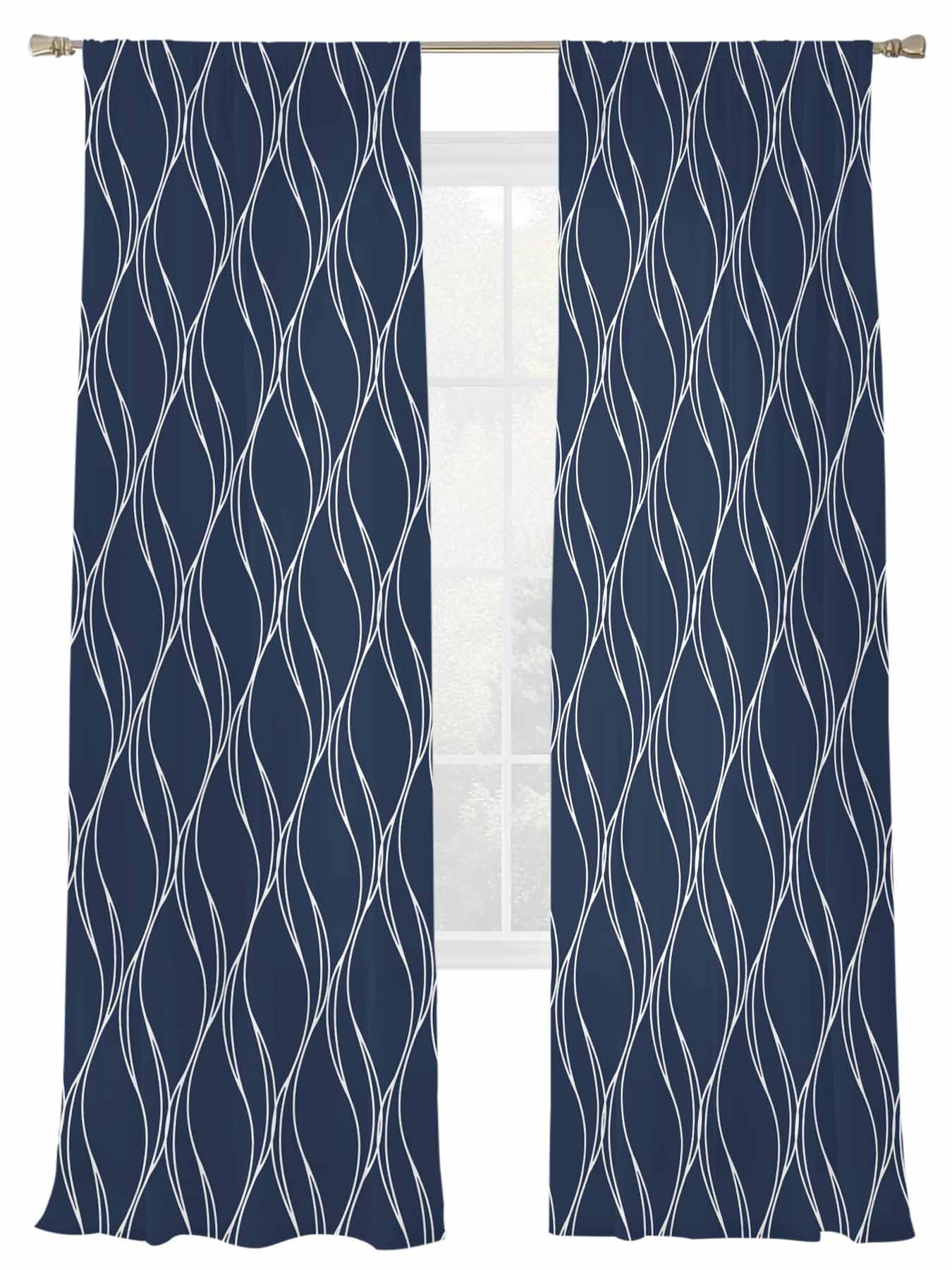 Abstract Waves Sheer Curtains 2 Panels Set Modern Abstract Geometric ...