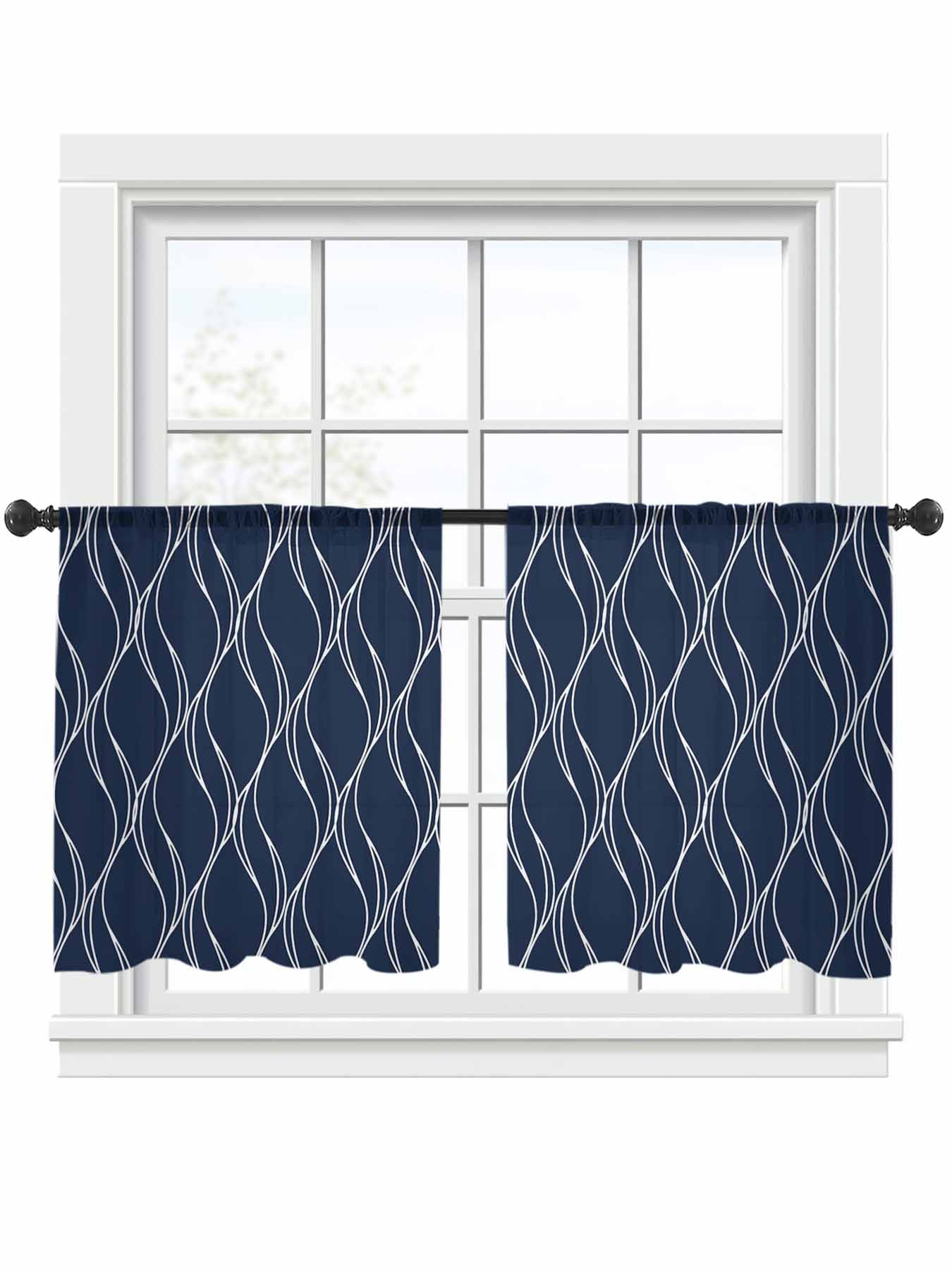 Abstract Waves Sheer Curtains 2 Panels Set Modern Abstract Geometric ...