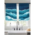 thumbnail image 1 of Abstract Waves Sheer Curtains 45 Inches Long 2 Panels Navy Blue Wave Gradient Navy Background Light Filtering Semi Sheer Window Curtains Drapes for Bedroom Living Room 52"x45", 1 of 7