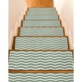 thumbnail image 1 of Abstract Waves Stair Treads Non Slip for Steps Stripes Grass Green Water Ripple 4 Pcs Reusable Adhesive Stair Runner Mats for Dogs Elders Carpet Treads Rugs for Staircase 8x30 In, 1 of 7