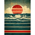 thumbnail image 1 of Abstract Waves Sunrise Seascape Red Blue Gold Large Wall Art Poster Print Thick Paper 18X24 Inch, 1 of 4