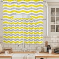 Abstract Waves Swag Curtains Valance and Tier Set, Yellow Grey Water ...