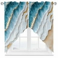 thumbnail image 1 of Abstract Waves Swag Valances for Windows 2 Pack Gold Beach Blue Ocean Oil Painting Style Swag Kitchen Curtains 36 Inches Long Rod Pocket Short Window Treatment for Kitchen Bathroom 28"x36", 1 of 8