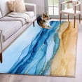 thumbnail image 1 of Abstract Waves Washable Area Rugs 3'x5', Beach Blue Ocean Oil Painting Style Low Pile Throw Living Room Rug Non-Slip Sturdy Edge Binding Carpet for Indoor Entryway Bedside Kitchen, 1 of 9