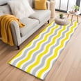 thumbnail image 1 of Abstract Waves Washable Runner Rugs 2'x6', Yellow Grey Water Ripple Stripes Low Pile Throw Entryway Rug Non-Slip Sturdy Edge Binding Carpet for Indoor Bedside Entrance Bedside, 1 of 9