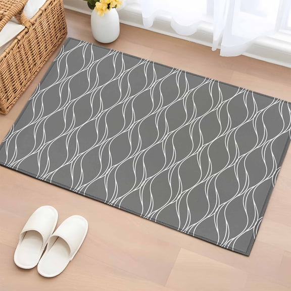 Abstract Waves Washable Small Entryway Area Rugs 2'x3', Modern Abstract Geometric Khaki Water Ripples Low Pile Throw Rug Non-Slip Sturdy Edge Binding Carpet for Front Door Floor Room Entry