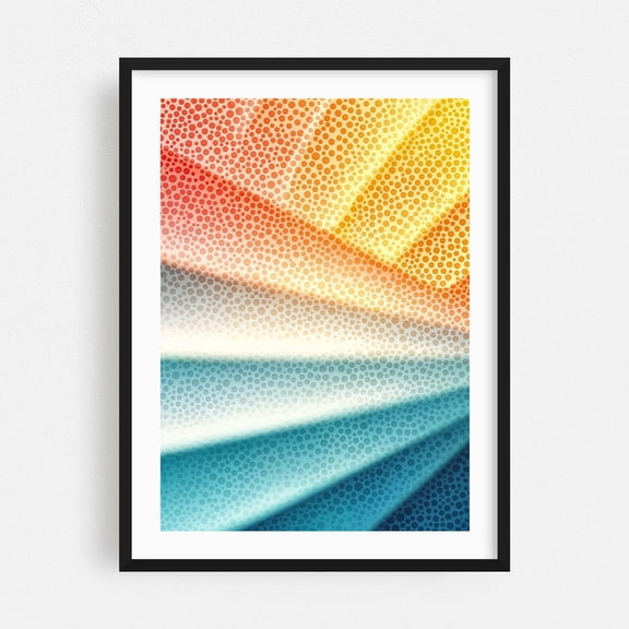 Abstract Wavy Background - Digital Art Abstract Geometric Pop Art Modern Art Psychedelic Retro Black Framed Wall Art Print 5 x 7 inches