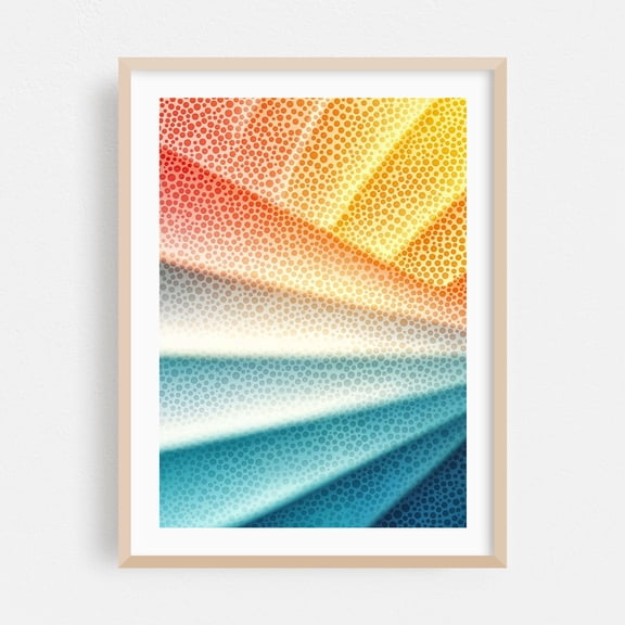 Abstract Wavy Background - Digital Art Abstract Geometric Pop Art Modern Art Psychedelic Retro Oak Framed Wall Art Print 5 x 7 inches