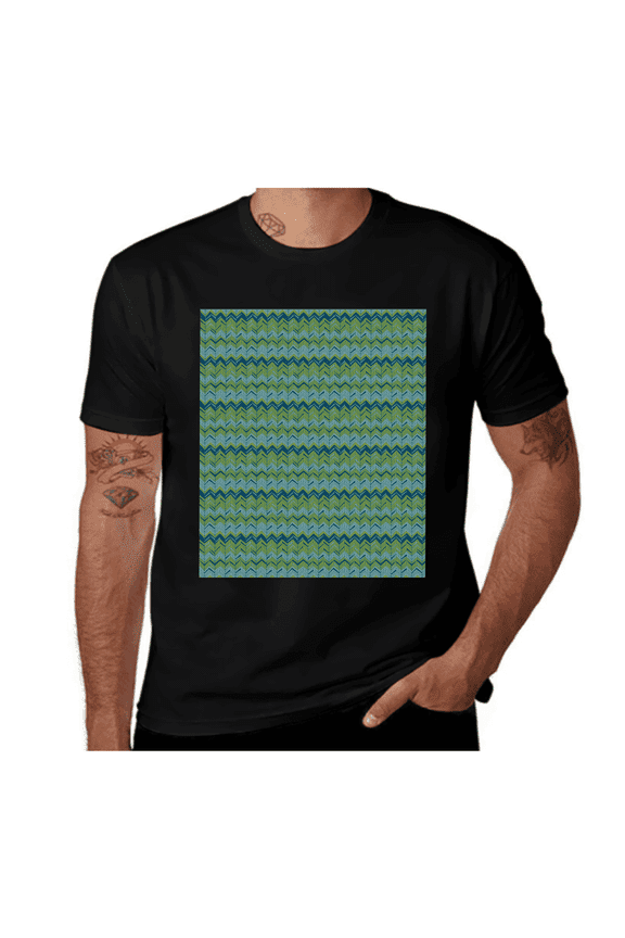 Abstract Wavy Branch-Herringbone-Earth Yellow-Night Blue-Teal Casual Streetwea Everyday Tshirt Comfortable Wear tee shirt