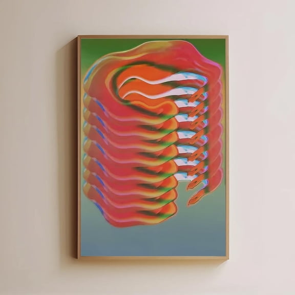 Abstract Wavy Gradient Psychedelic Y2K Art Trippy Optical Illusion Funky Room, Unframed Poster