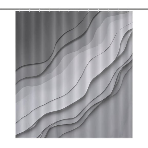Abstract Wavy Layers Design Shower Curtain Modern Home Bathroom Bathtub Decor Waterproof Fabric with Hooks