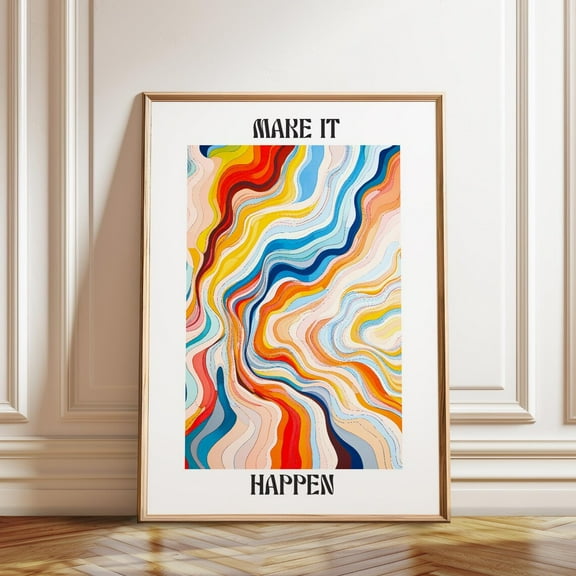 Abstract Wavy Lines Colorful Home Office Decoration, Unframed Paper Poster 8x10in