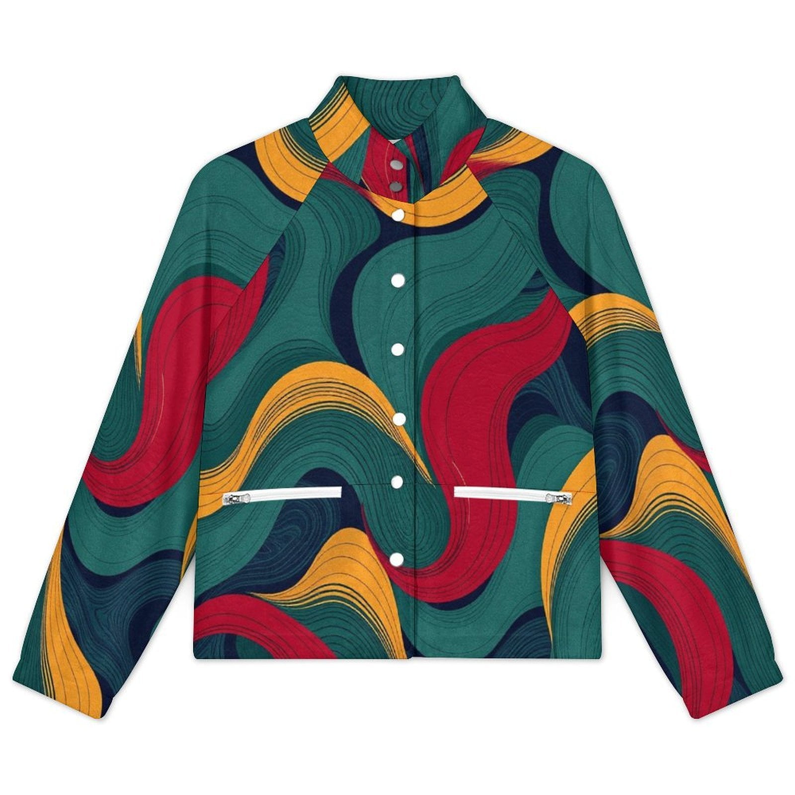 Abstract Multicolor Button Front Jacket