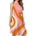 thumbnail image 1 of Abstract Wavy Pink Orange Lines Dress Loose Women'S Dress Beach Dresses With Pockets Dresses For Womens, 1 of 4