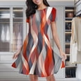thumbnail image 1 of Abstract Wavy Red Design Women's Classic Swing Skater Dress Casual Work Party Cocktail Dresses, 1 of 6