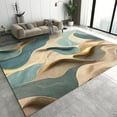 thumbnail image 1 of Abstract Wavy Sand Area Rug, Luxurious Multi-Color Non Slip Bedroom Rug, Stain Resistant Durable Carpet For Indoor Living Room Office Decor Mat 5x8ft, 1 of 6