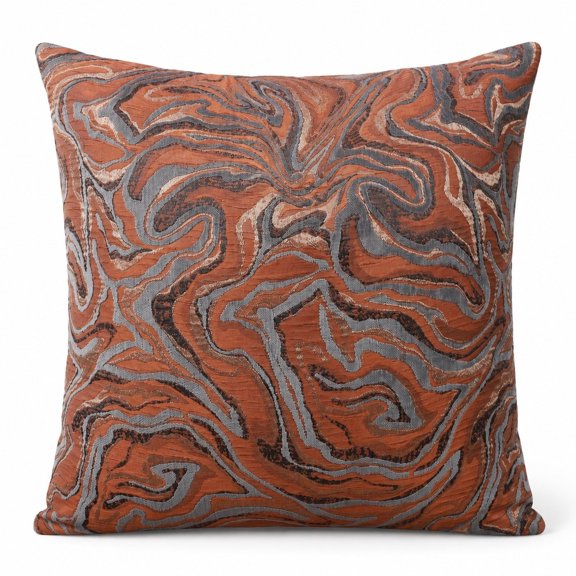Abstract Wavy Throw Pillow Cover, Burnt Copper Decorative Cushion Cover