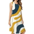 thumbnail image 1 of Abstract Wavy Yellow Blue Art Dress Loose Women'S Dress Beach Dresses With Pockets Dresses For Womens, 1 of 4