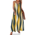 thumbnail image 1 of Abstract Wavy Yellow Navy Lines Sleeveless Dress Women's Evening Dress Womans Clothing, 1 of 9