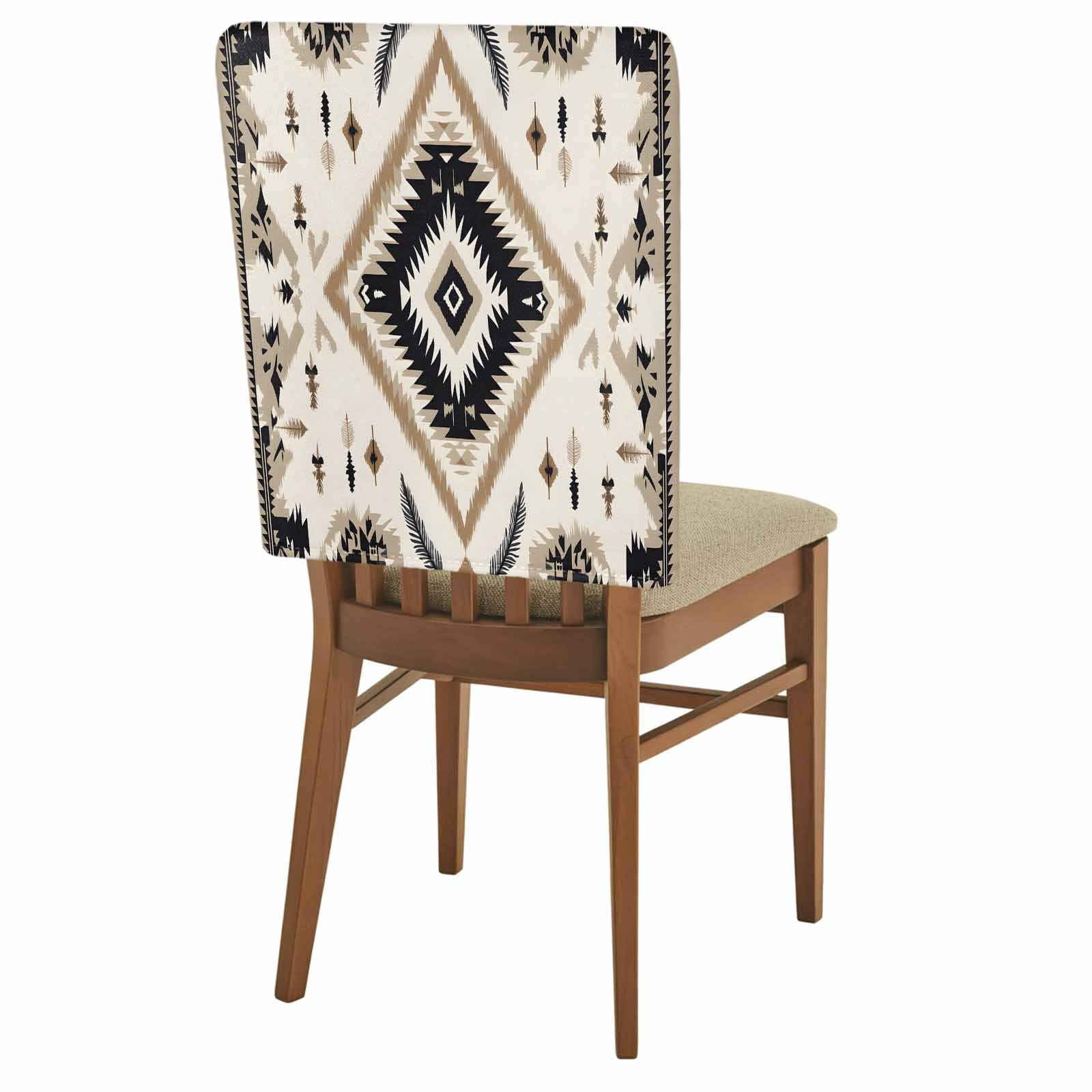 Abstract Weaving Pattern Chair Back Covers Set of 8, Brown Ethnic Style ...