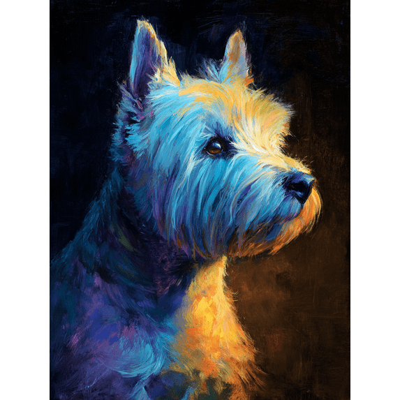 Abstract West Highland White Terrier Canvas Print, Pet Lover Decor for Living Room Bedroom Office