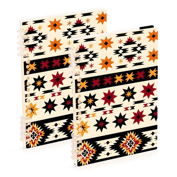 Abstract Western Patterns in Stripes Notebook Detachable Coil Notebook Diary Plan Book A5 Size 60 Pages 1 Pack