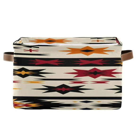 Abstract Western Patterns in Stripes Square Storage Bins with Handles Collapsible Containing Box 1 Pack