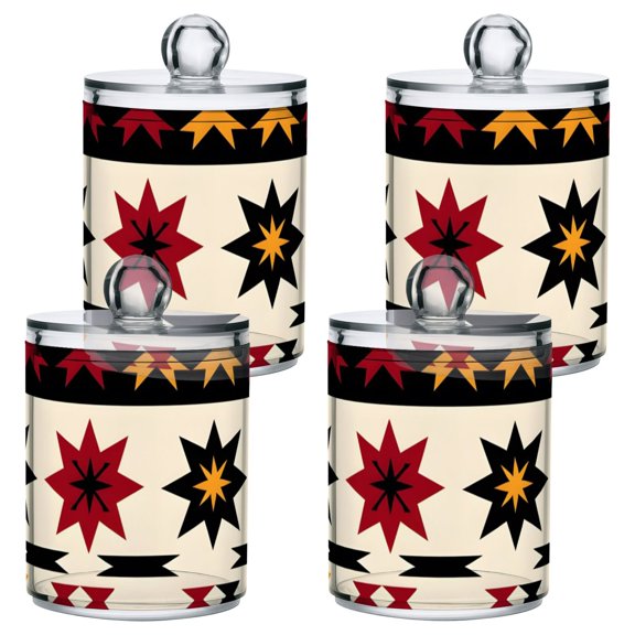 Abstract Western Patterns in Stripes Translucent Plastic Cans Storage Canisters with Lid Set of 4