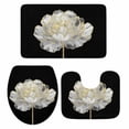 thumbnail image 1 of Abstract White Bathroom Rugs Set Gold Floral Black Background Modern Art Non Slip Absorbent Soft Bath Mats 3 Piece Set with Bathroom Rug, U-Shaped Floor Mat, Toilet Seat Cover Small Size, 1 of 9
