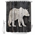 thumbnail image 1 of Abstract White Bear Fabric Shower Curtain Black Wood Grain Washable Shower Curtains for Bathroom, Waterproof Bath Curtain with Hooks Home Decor 72x72in, 1 of 8