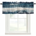thumbnail image 1 of Abstract White Blue Window Valance Curtain Simple Style Rod Pocket Short Curtain for Living Room, Bedroom & Kitchen Window Decor 42x18in, 1 of 8