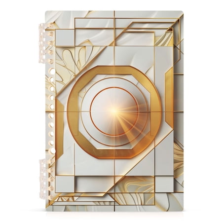 Abstract White Geometric Notebooks 1-subject Journal 60 Sheets A5 College Ruled Paper Detachable Ring 8.3"x5.7"