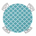 thumbnail image 1 of Abstract White Geometric Turquoise Elastic Fitted Round Table Cover Simple Style Waterproof Outdoor Tablecloth for Holiday Party, Picnic, Patio & Dining Fits Tables Up to 55"-60", 1 of 8