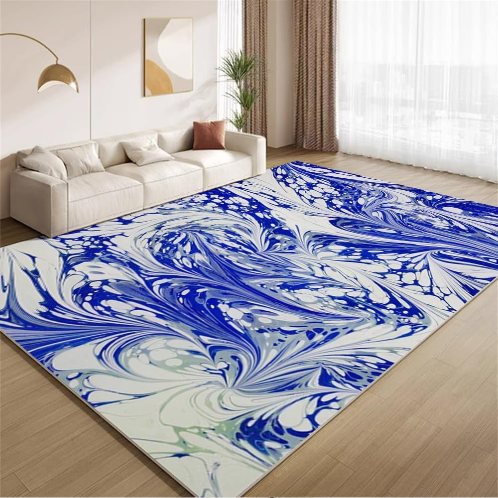 Abstract White Gold Area Rugs, Fluid Golden Marble Entryway Rugs, Short ...