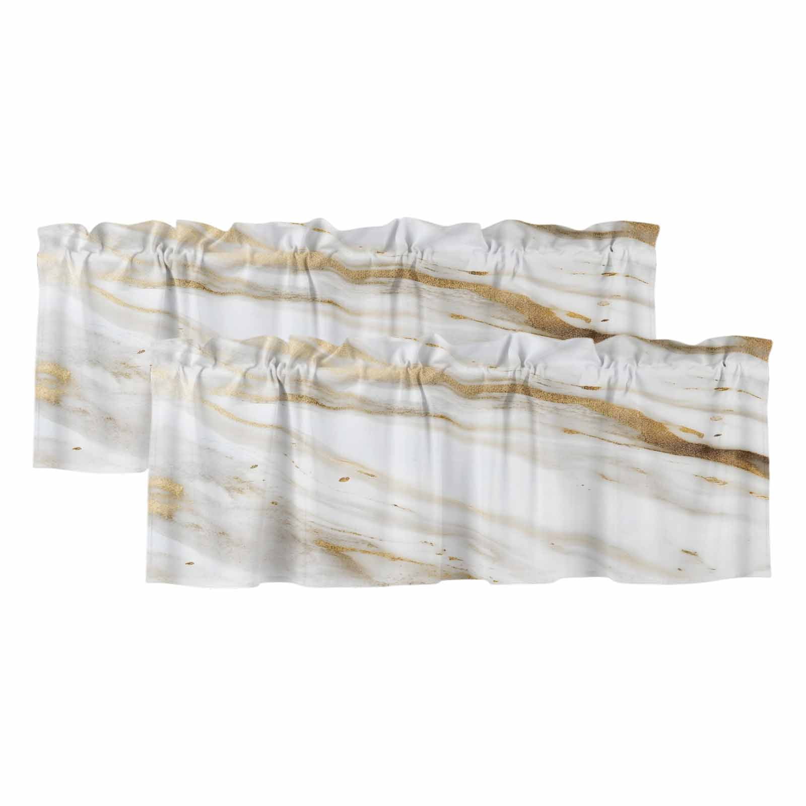 Abstract White Gold Curtain Valances for Windows, Kitchen Valance ...