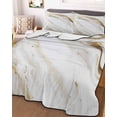 thumbnail image 1 of Abstract White Gold Full Size Down Alternative Comforter, Lightweight Comforter Quilt Bedding Set with Pillow Shams Simple Marble Geometric All Seasons Bed Comforter Duvet Insert 78"x90", 1 of 7