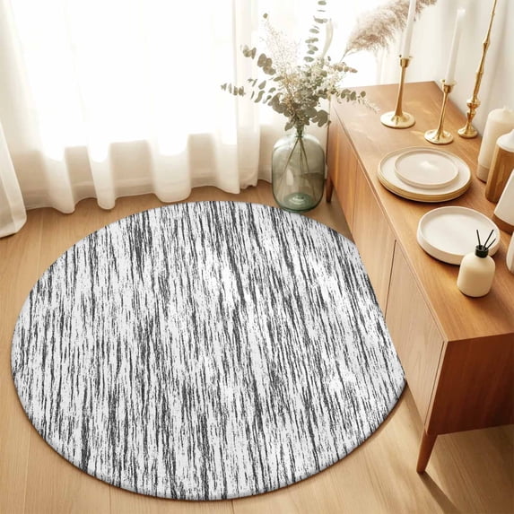 Abstract White Gray Vertical Stripe Round Area Rug 3ft,Living Room Rug ...