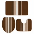 thumbnail image 1 of Abstract White Striped Bathroom Rugs Set Simple Brown Linen Modern Non Slip Absorbent Soft Bath Mats 3 Piece Set with Bathroom Rug, U-Shaped Floor Mat, Toilet Seat Cover Large Size, 1 of 9